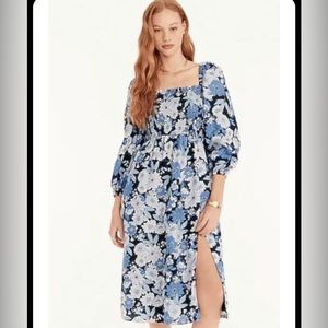 J. Crew Linen Daydream Dress in Zinnia Floral Blue size XS